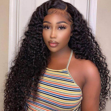 GS Virgin Hair Deep Curly  Frontal Wig 4X4 HD Closure  Straight Lace Front Wig  Hd Lace  Brazilian Hair